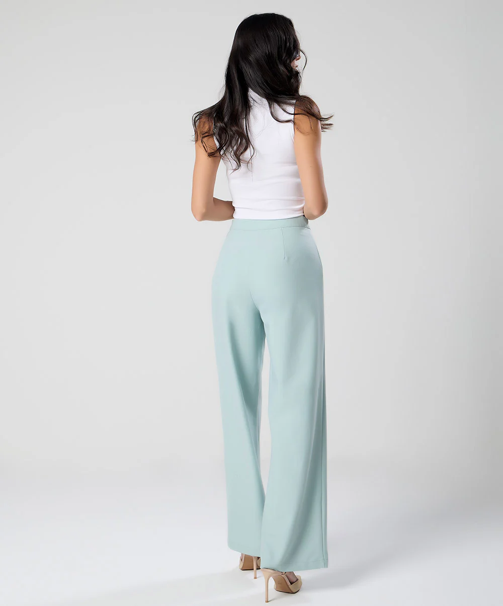 Flared Leg Light Green Pant - Image 6