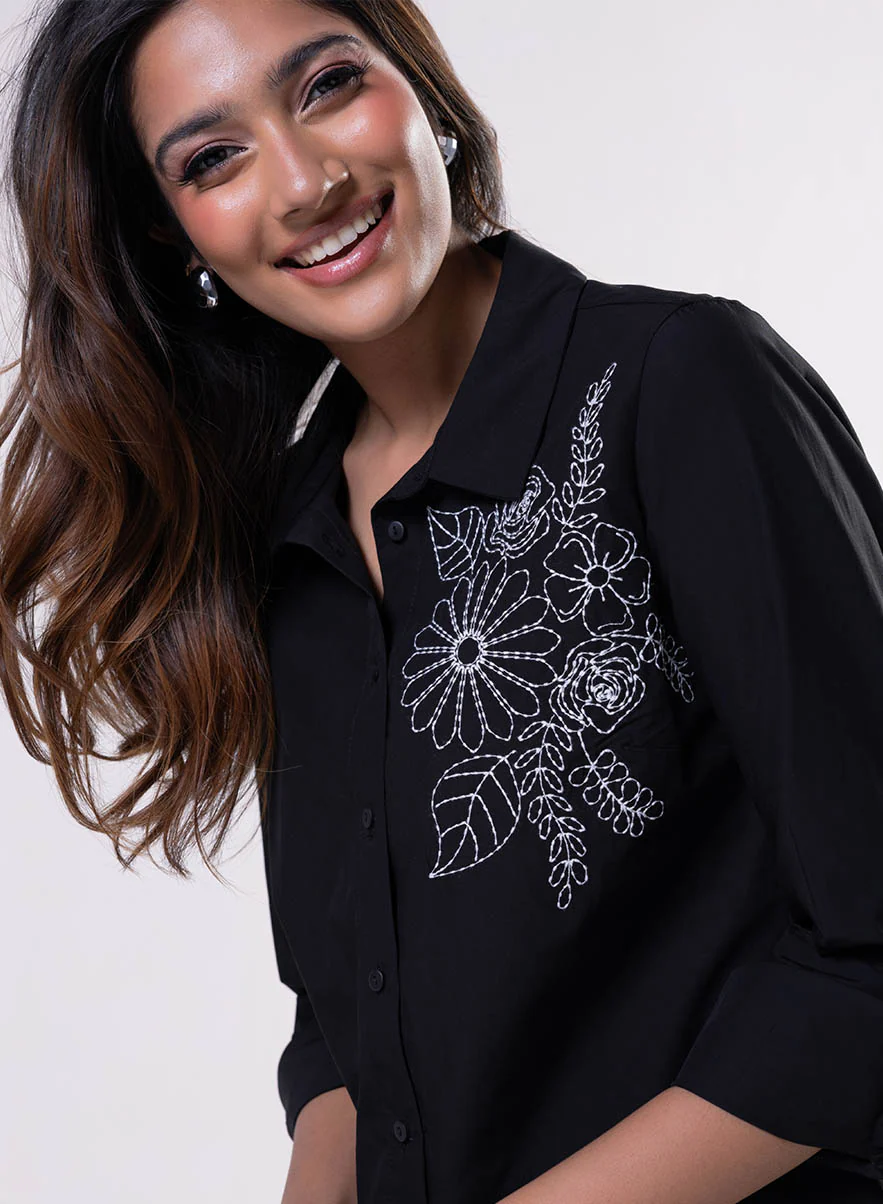 Floral Embroidered Shirt Top - Image 3