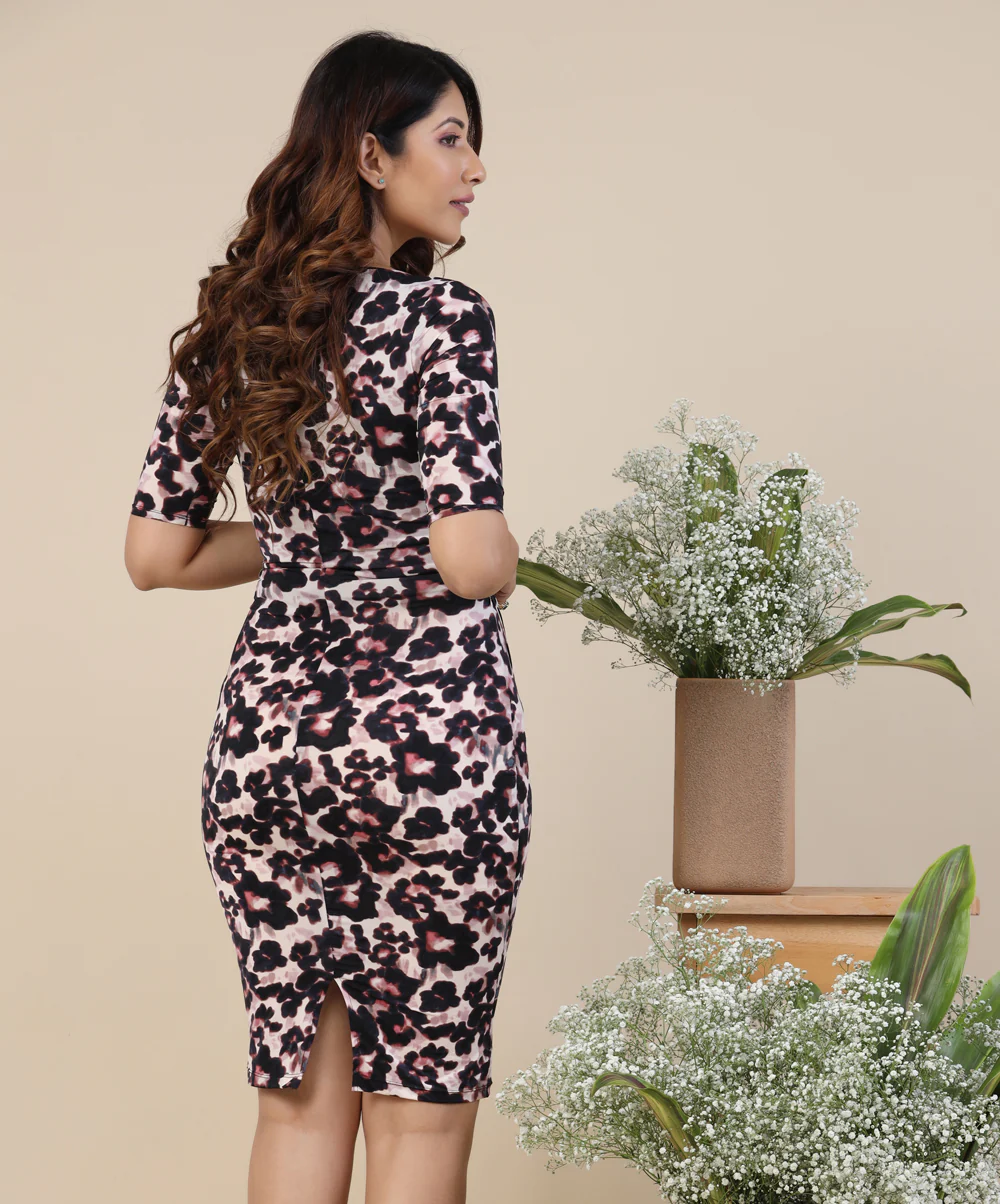 Floral Print Faux Wrap Dress - Image 2