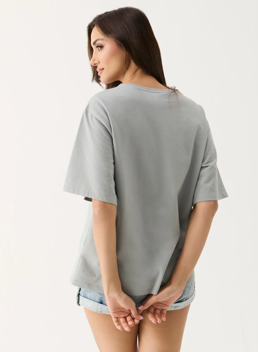 Floral Printed Grey Color T-shirt - Image 6