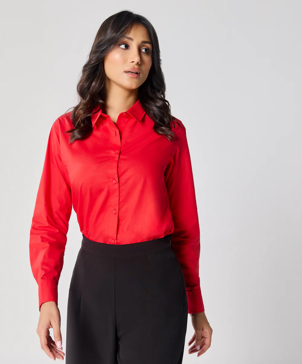 Formal Cotton Red Shirt - Image 6