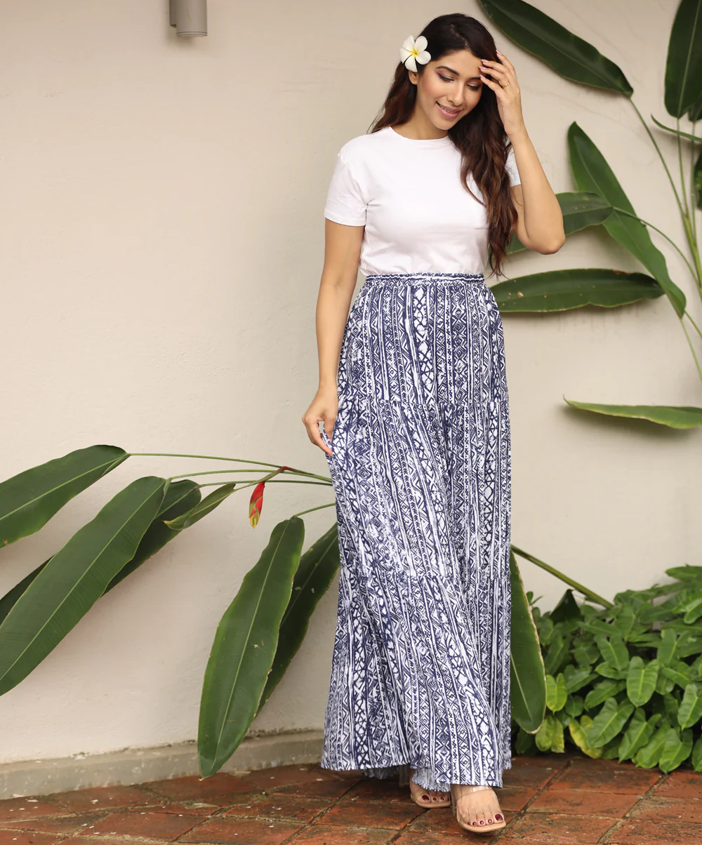 Four Tiered Printed Maxi Skirt - Image 2