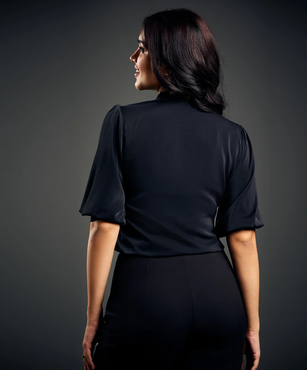 Front Buttoned Frill Chiffon Top - Image 3