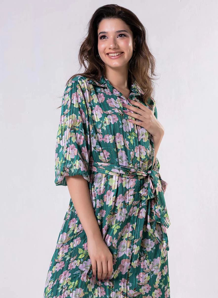 Front Buttoned Printed Dress - Image 3