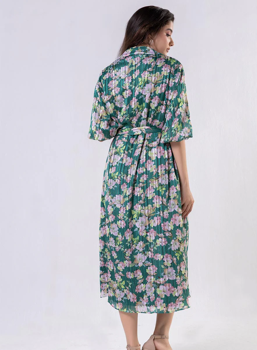 Front Buttoned Printed Dress - Image 5