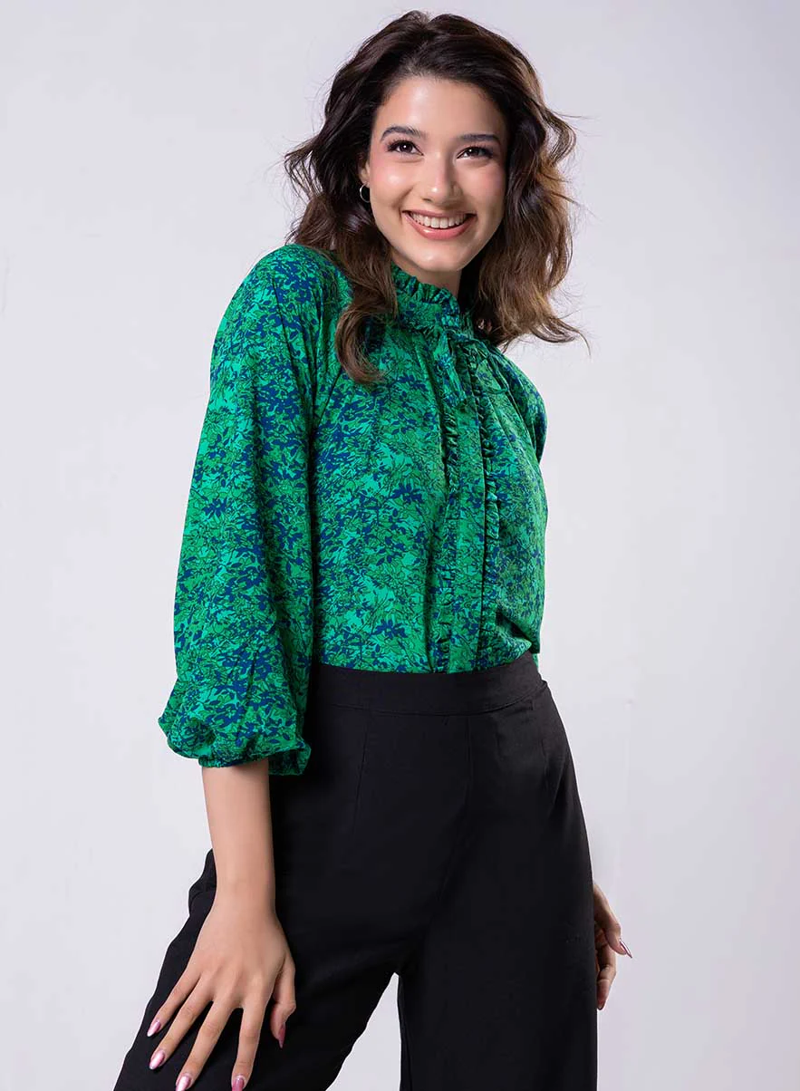 Front Frilled Long Sleeve Top - Image 2