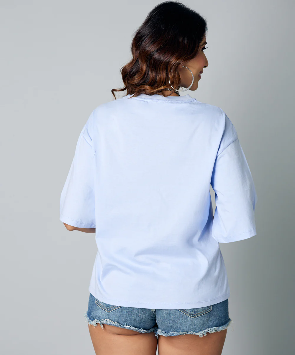 Good Vibes Only Oversize Blue Tshirt - Image 3