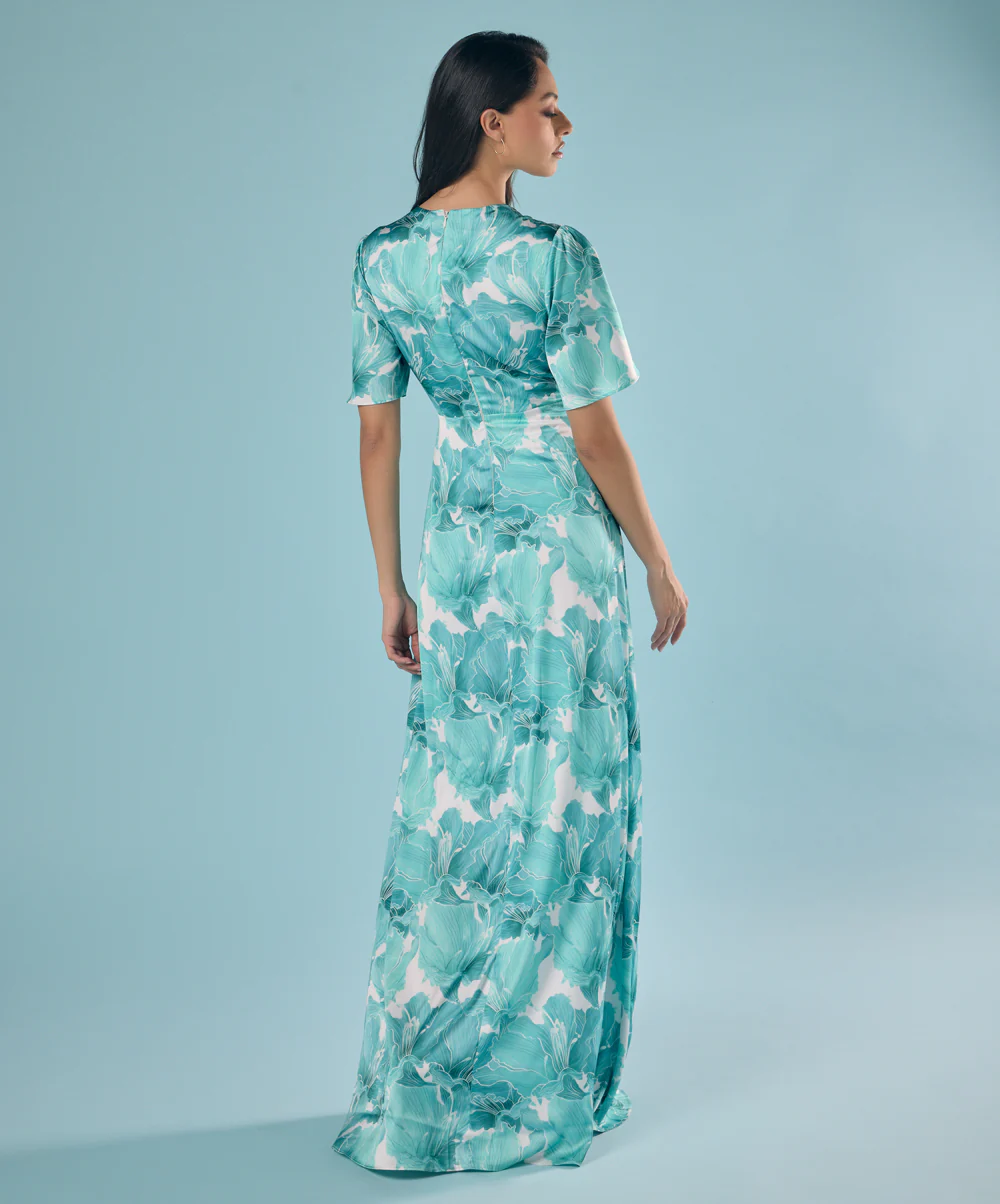 Green And White Printed Maxi - Image 3