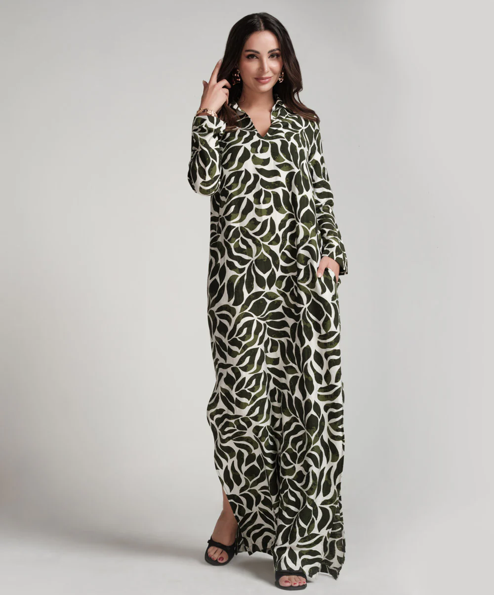 Green Printed Dress With Side Pockets - Image 6