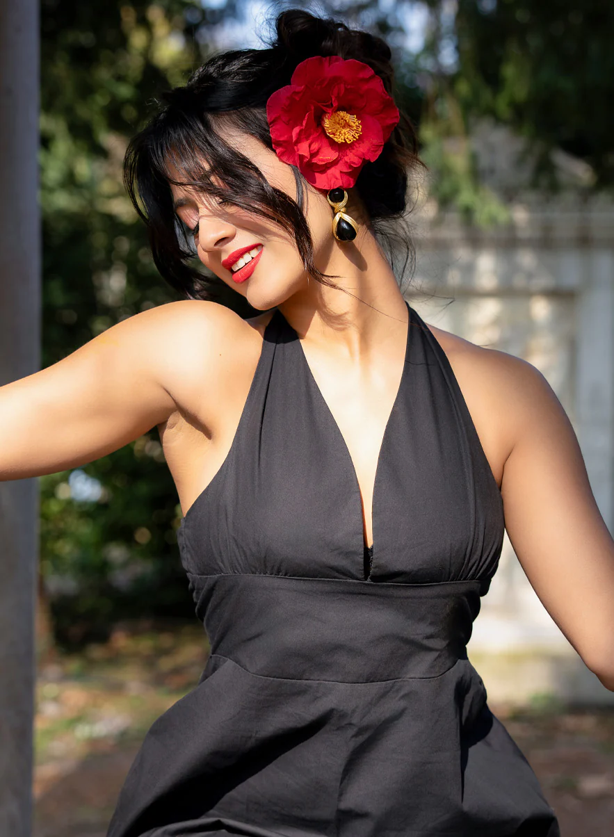 Halter Neck Cotton Mini Dress