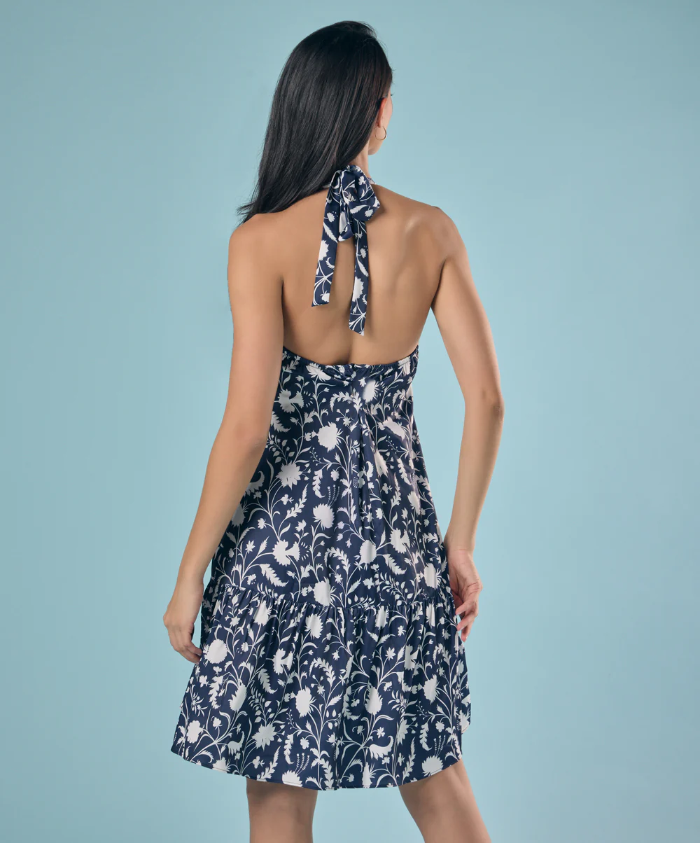 Halter Neck Printed Mini Dress - Image 4