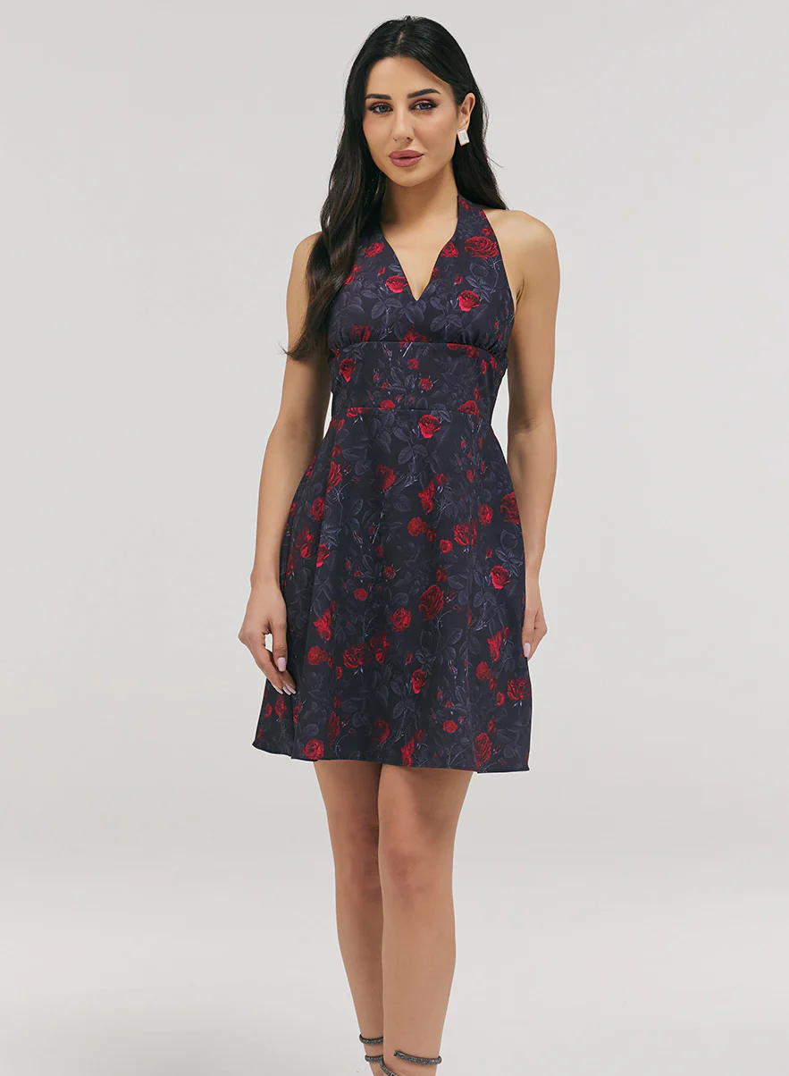 Halter With A Tie Neck Printed Dress - Image 2