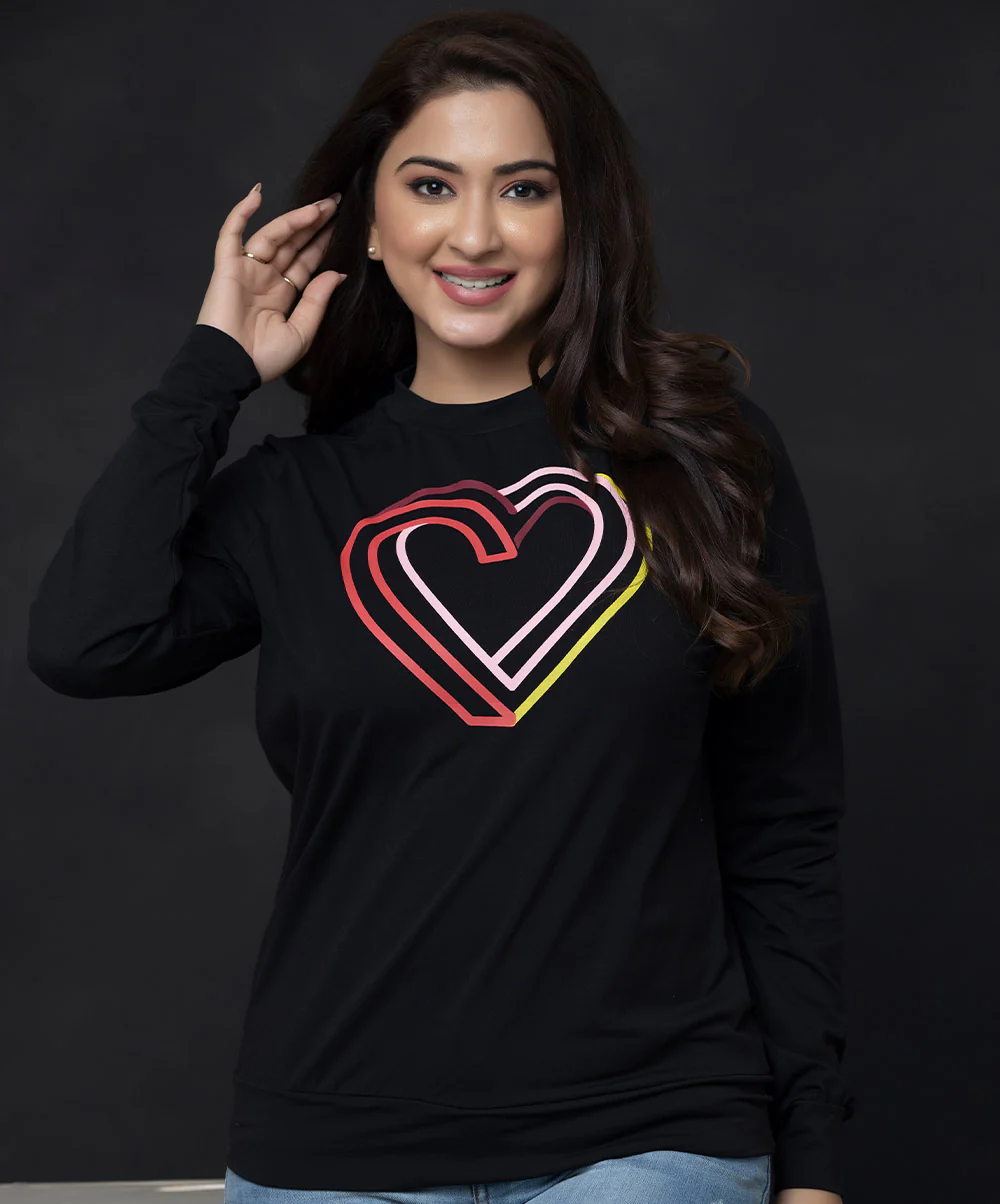 Heart Printed Long Sleeve T-shirt