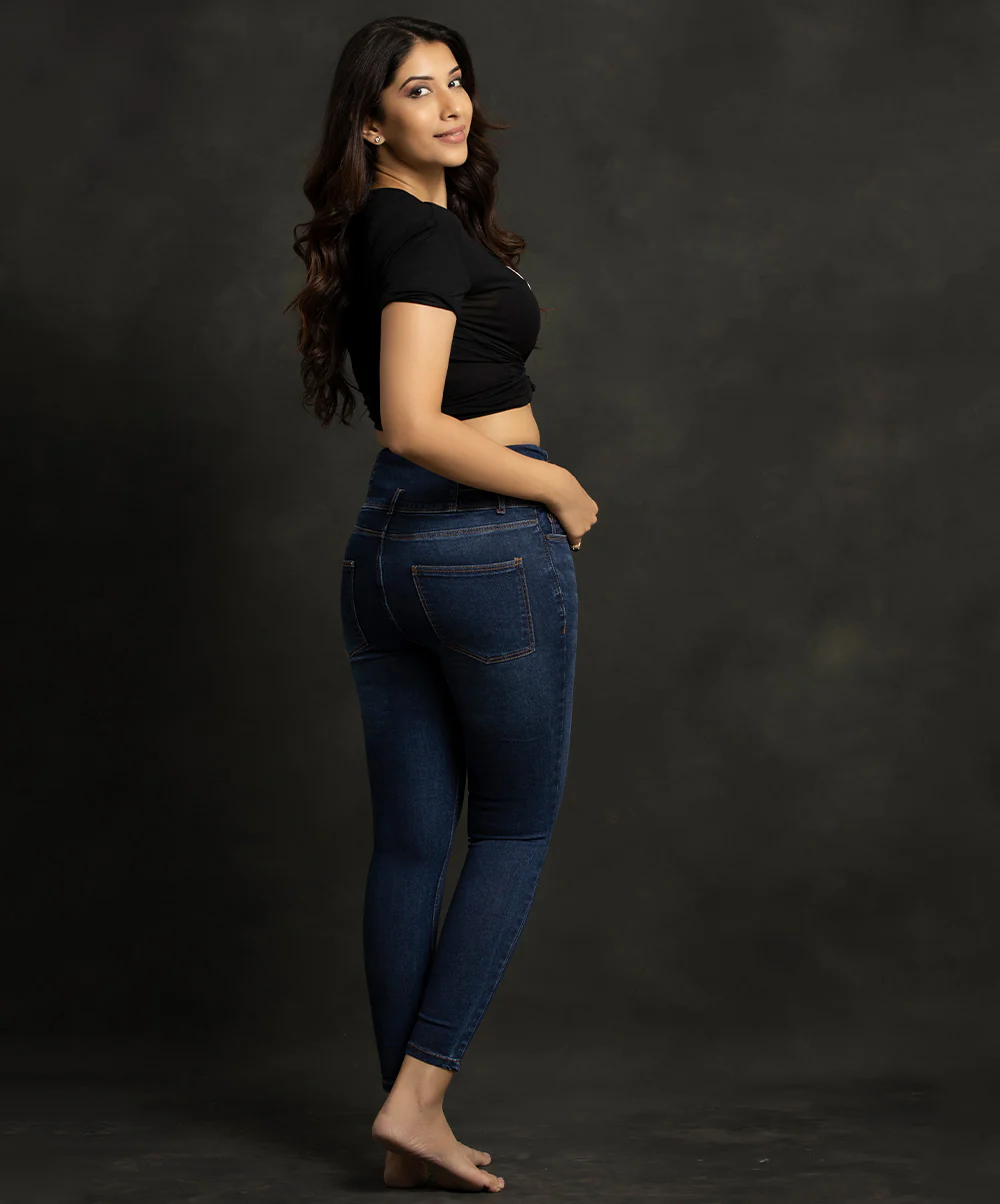 High Waist Skinny Dark Blue Jean - Image 2