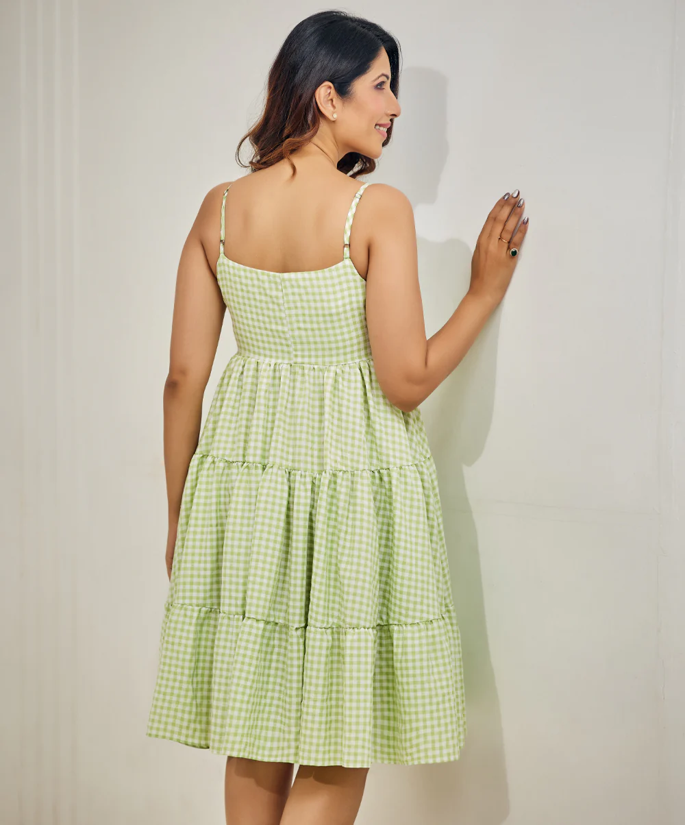 Layered Strappy Gingham Dress - Image 3