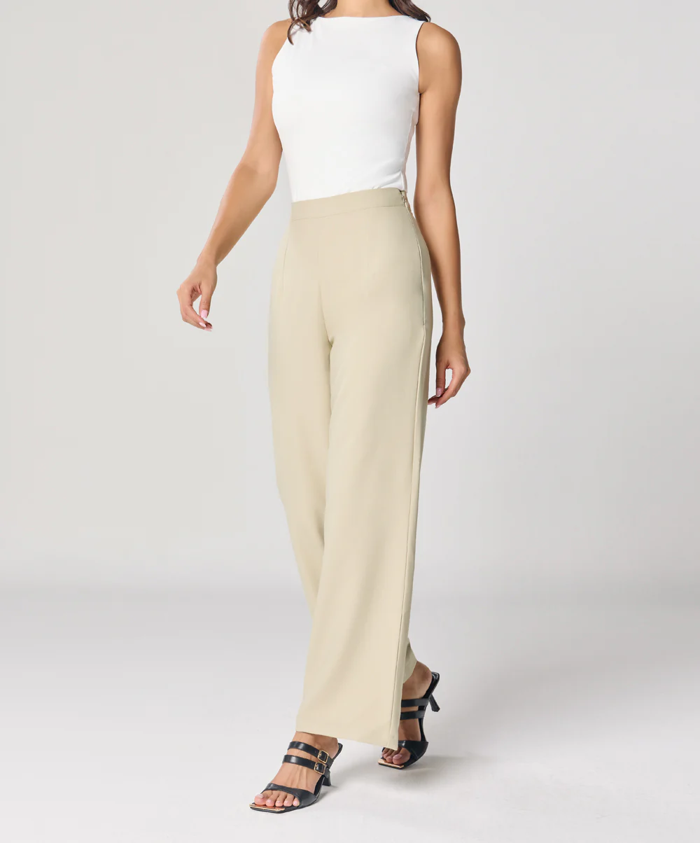 Light Beige Flared Formal Trouser - Image 4