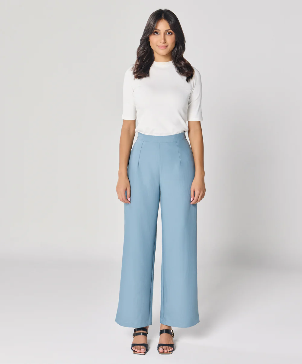 Light Blue Flared Formal Trouser - Image 2