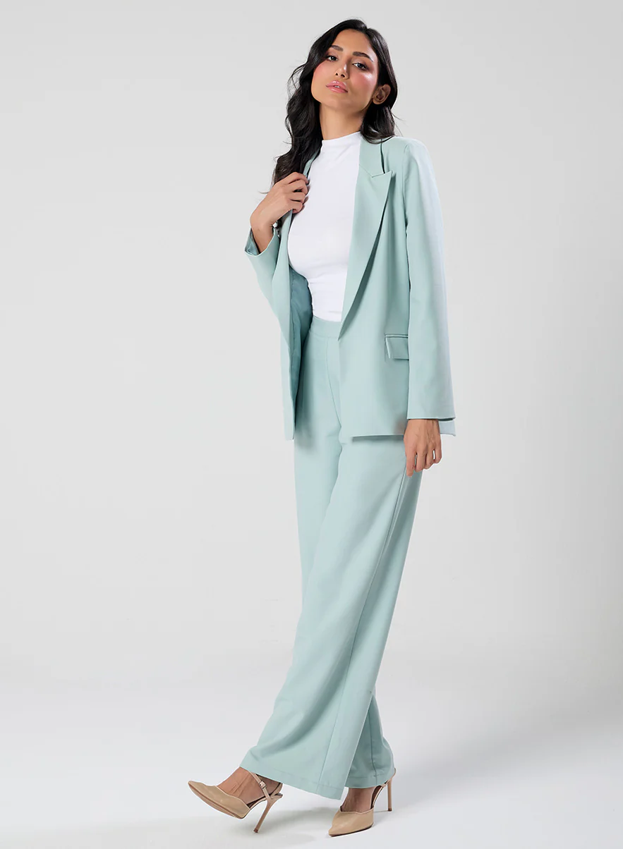 Light Green Pointed Label Collared Blazer - Image 2