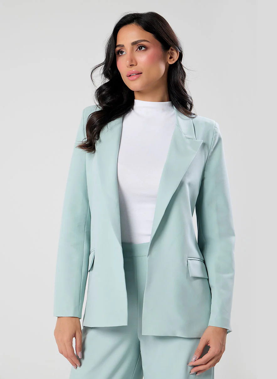 Light Green Pointed Label Collared Blazer - Image 4