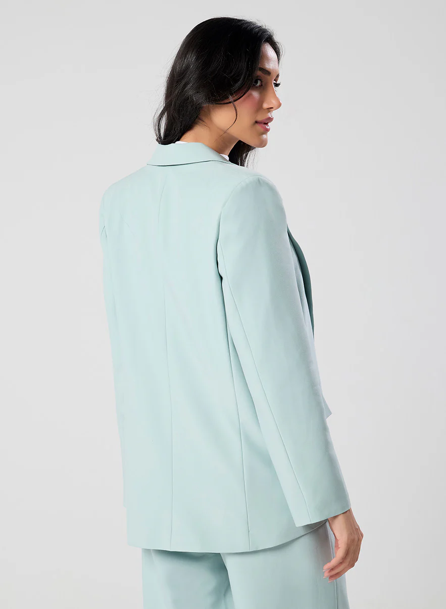 Light Green Pointed Label Collared Blazer - Image 6