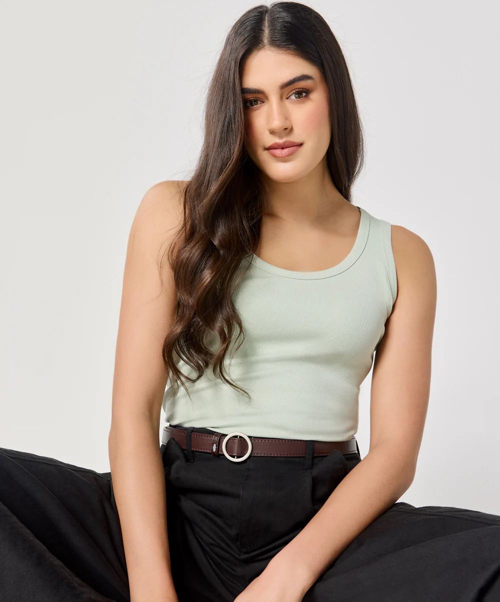 Light Green Rib Cami Top - Image 9