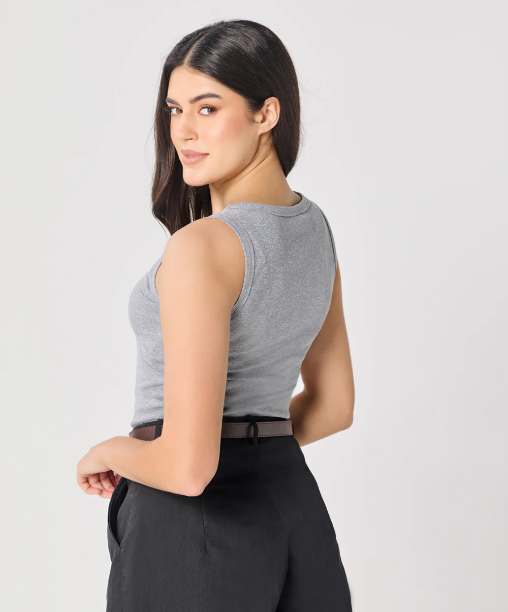 Light Grey Rib Cami Top - Image 6