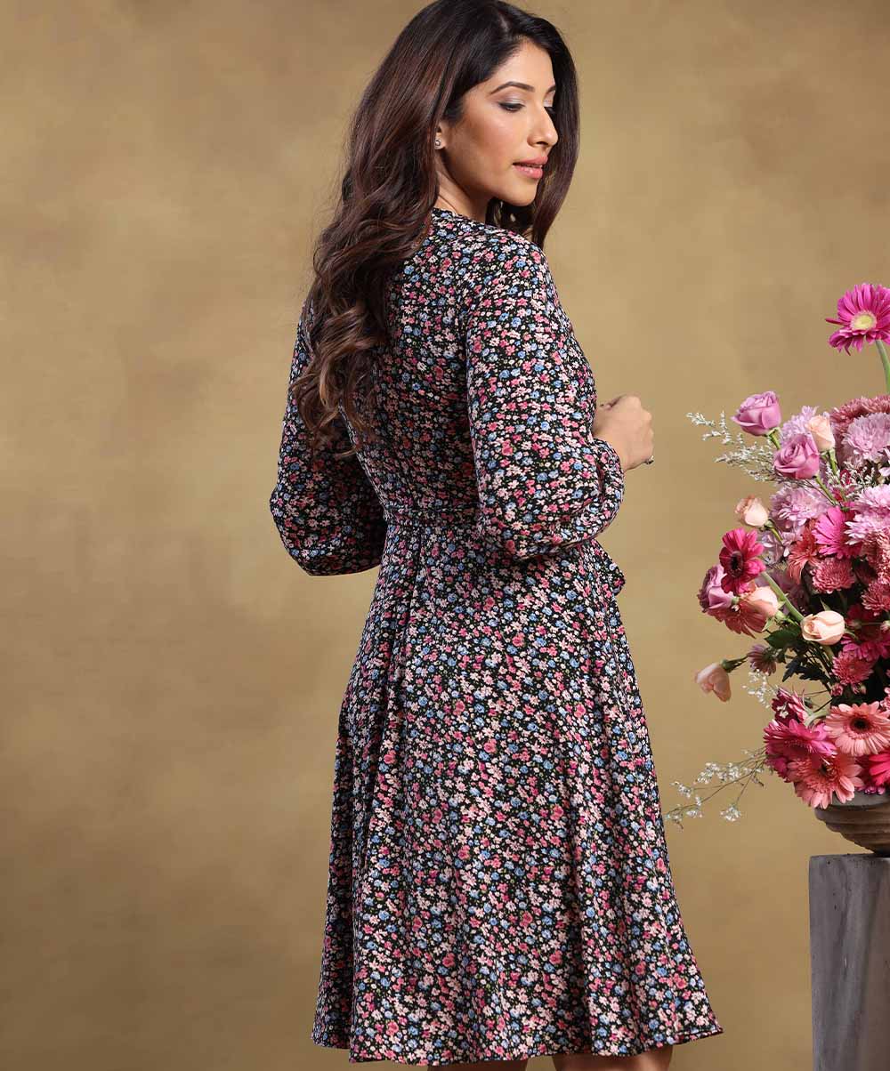 Long Balloon Sleeved Printed Dress - Image 2