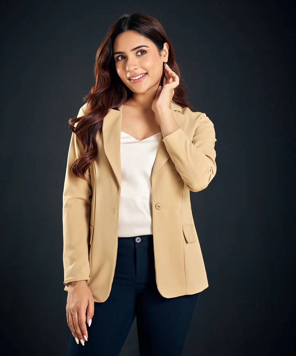 Long Sleeve Beige Blazer - Image 2