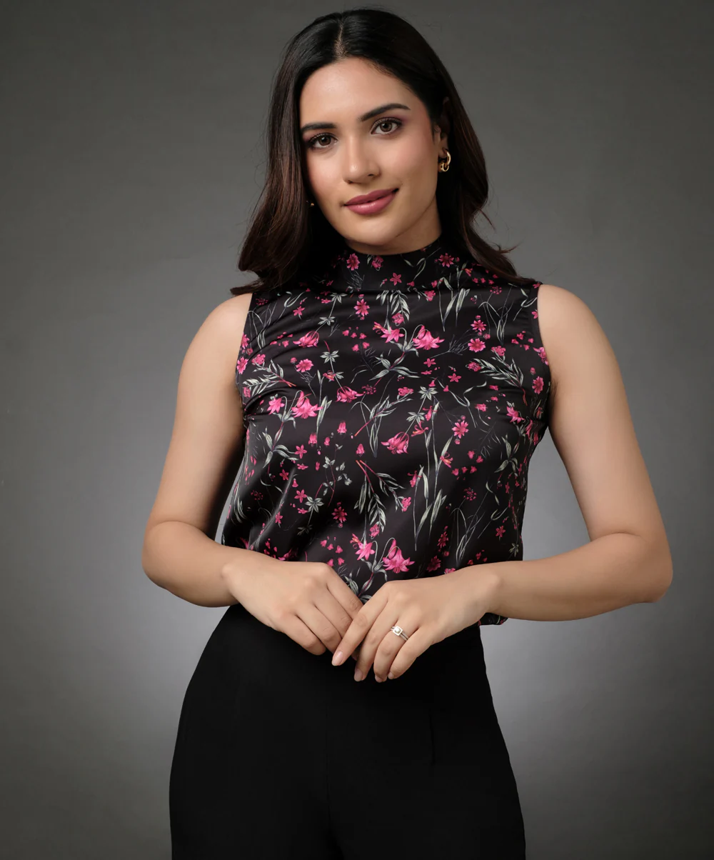 Floral Printed Sleeveless Top - Image 4