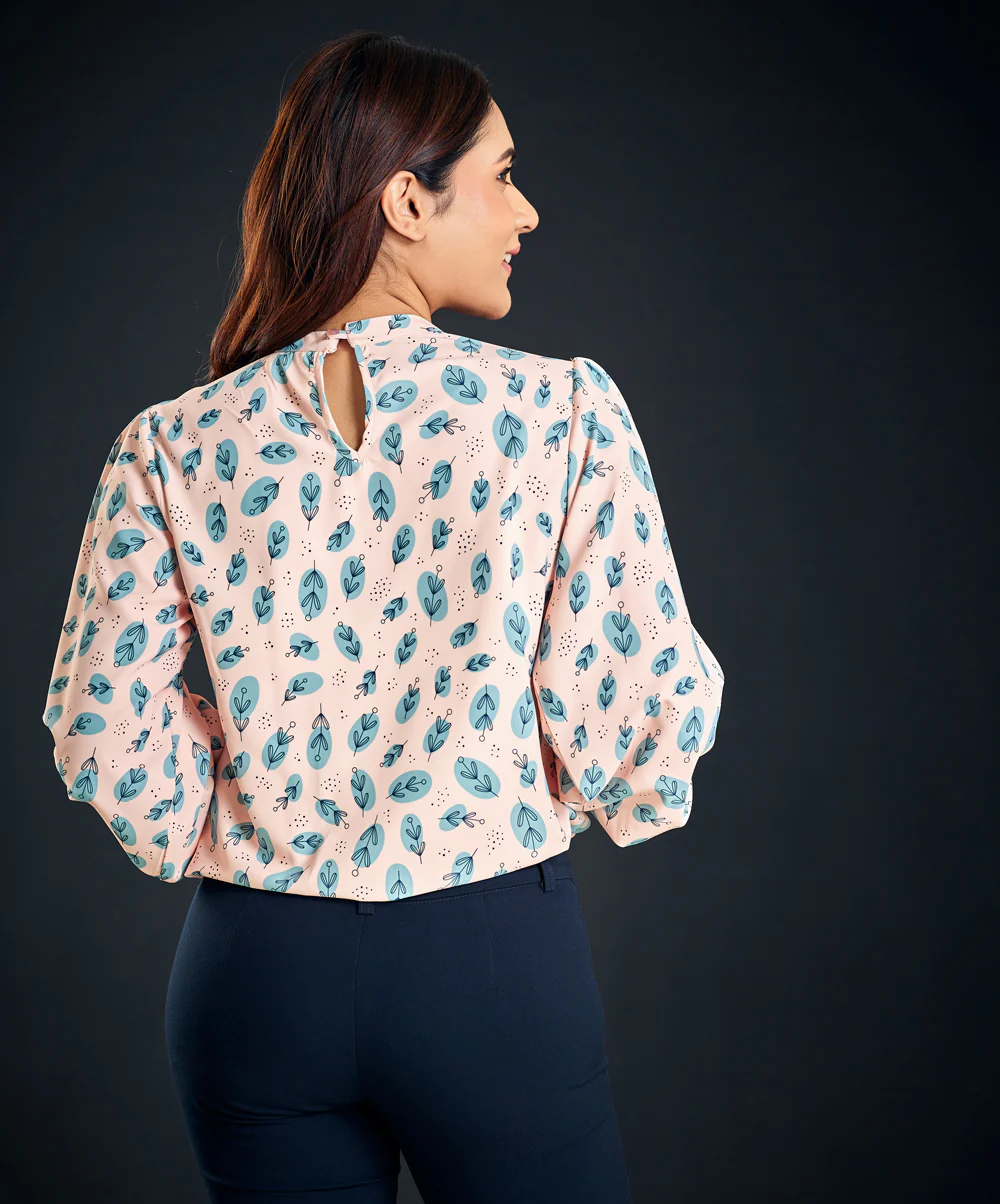Long Sleeve Chiffon Printed Top - Image 4