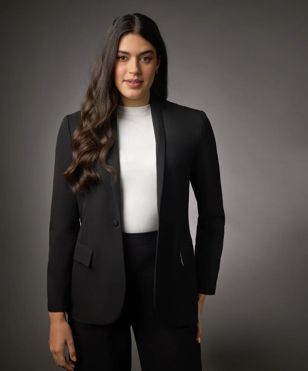 Long Sleeve Formal Blazer With Pockets-Black - Image 2