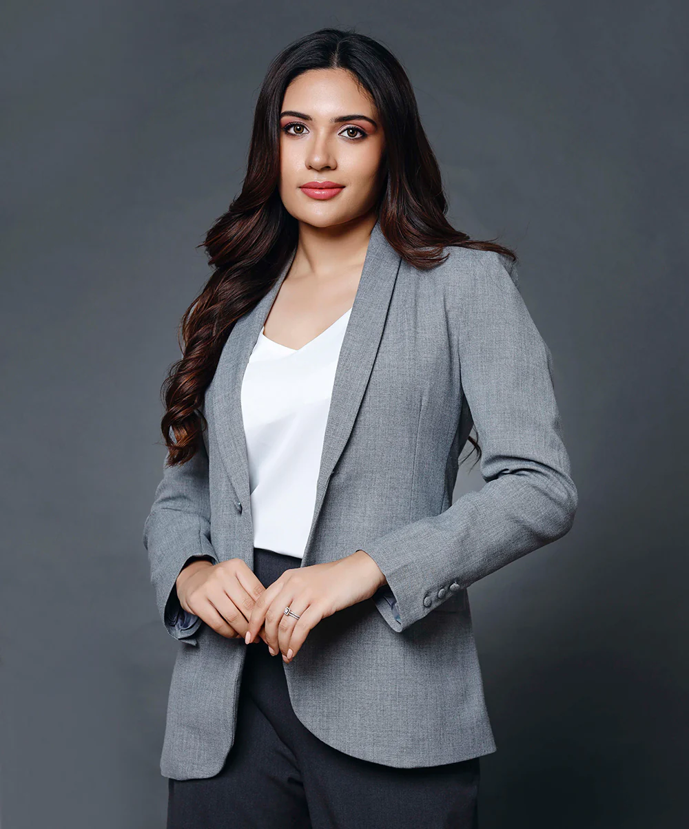 Long Sleeve Formal Blazer With Pockets-Light Grey - Image 3