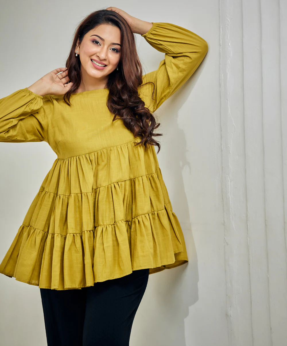 Long Sleeve Loose Fitted Peplum Top - Image 3