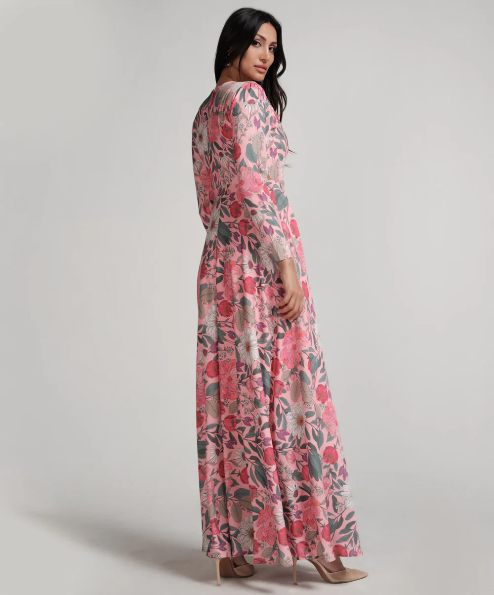 Long Sleeve Printed Chiffon Maxi Dress - Image 6