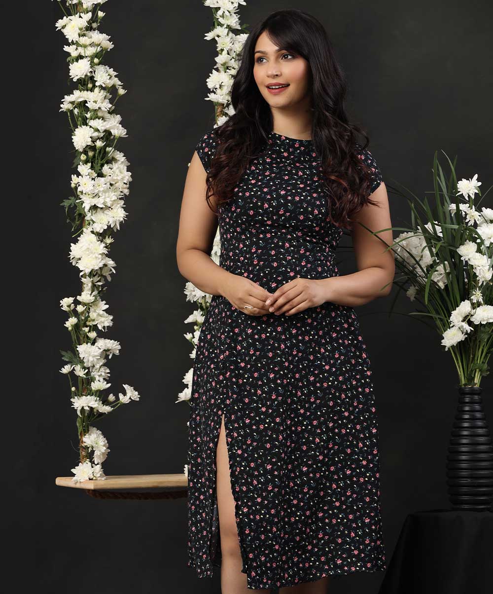 Midi Dress With Front Side Slit