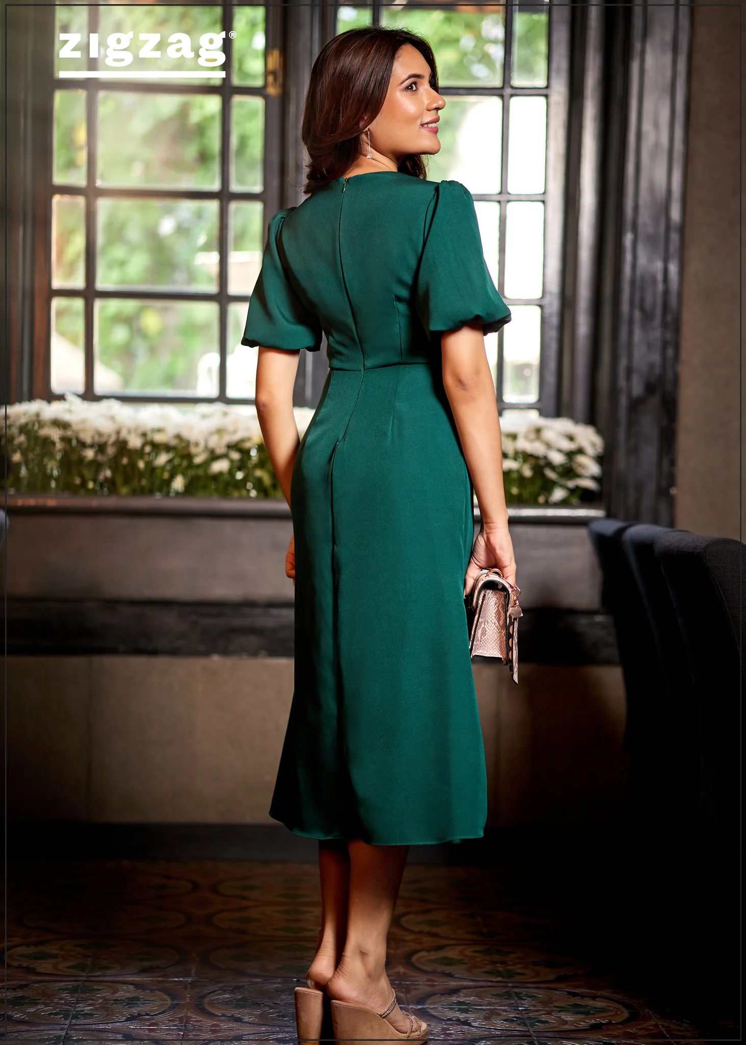 Midi Shift Green Dress - Image 4