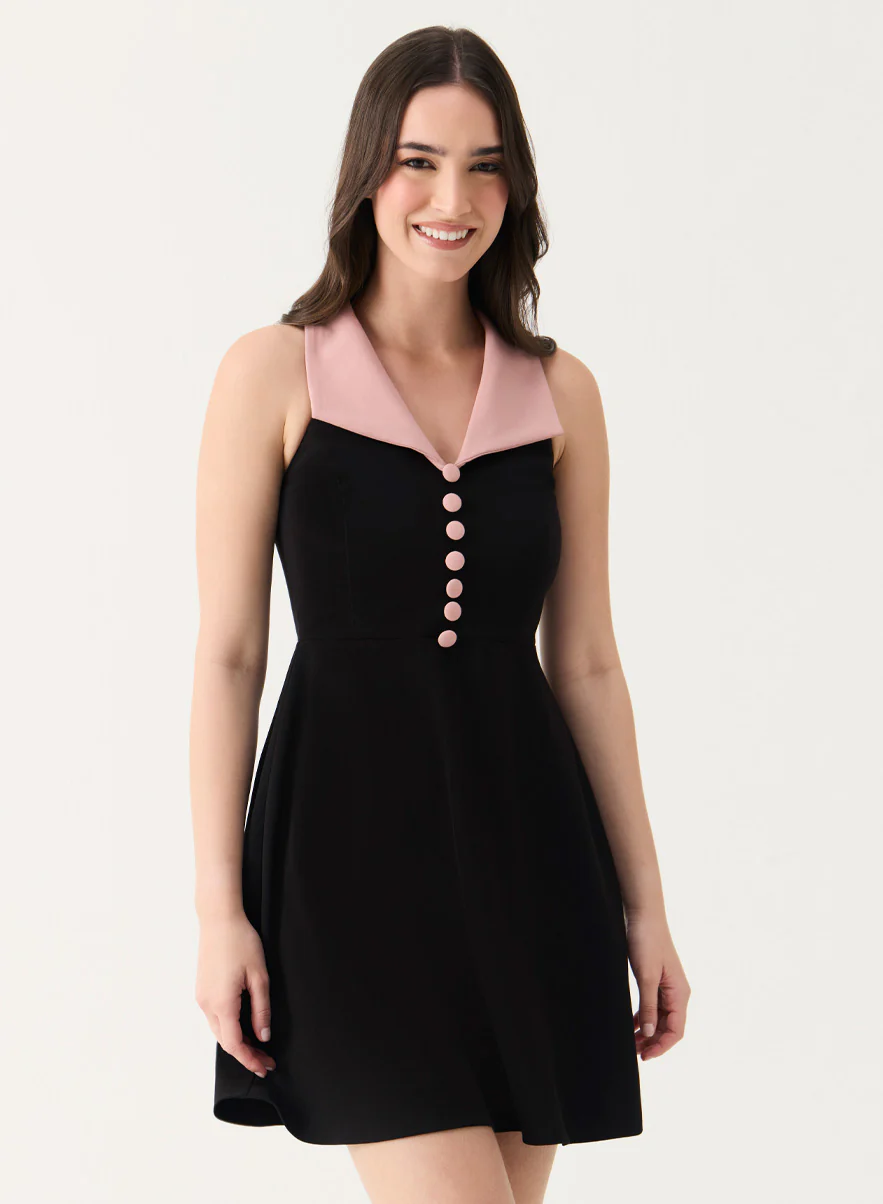 Mini Length Large Lapel Dress