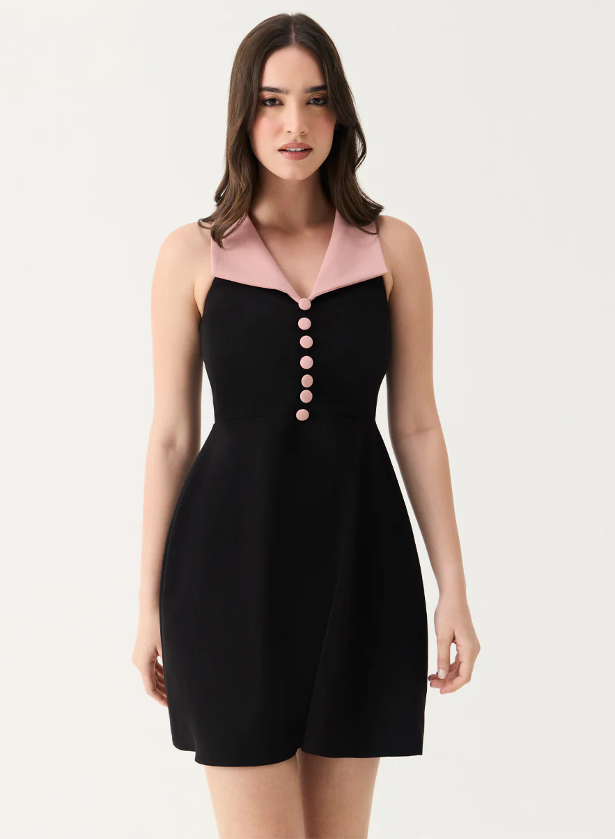 Mini Length Large Lapel Dress - Image 4