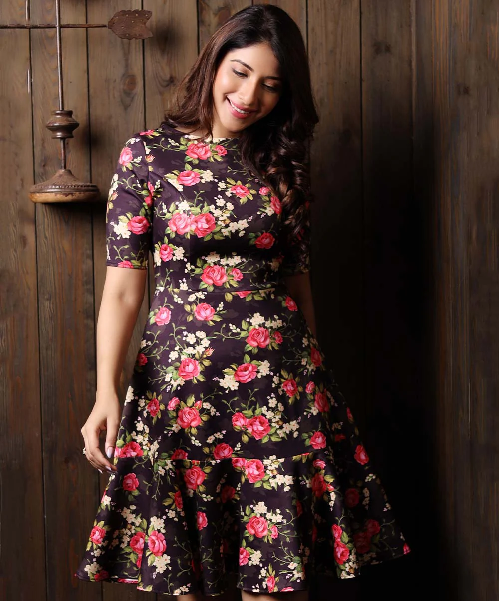 Mini Printed High Neck Dress
