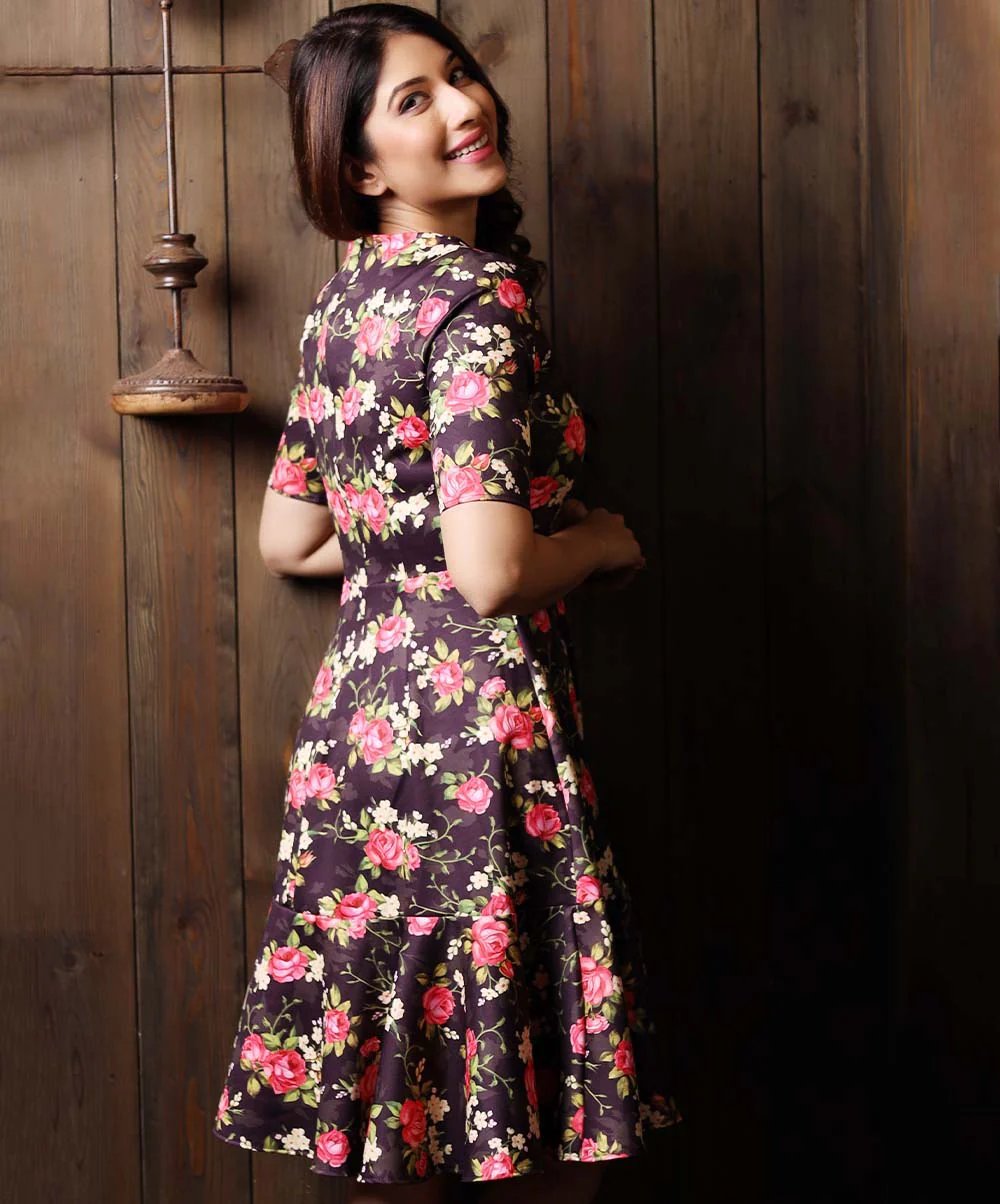 Mini Printed High Neck Dress - Image 2
