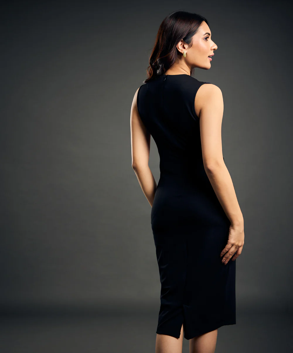 Mixed Tones Paneled Bodycon Sleeveless Dress - Image 5