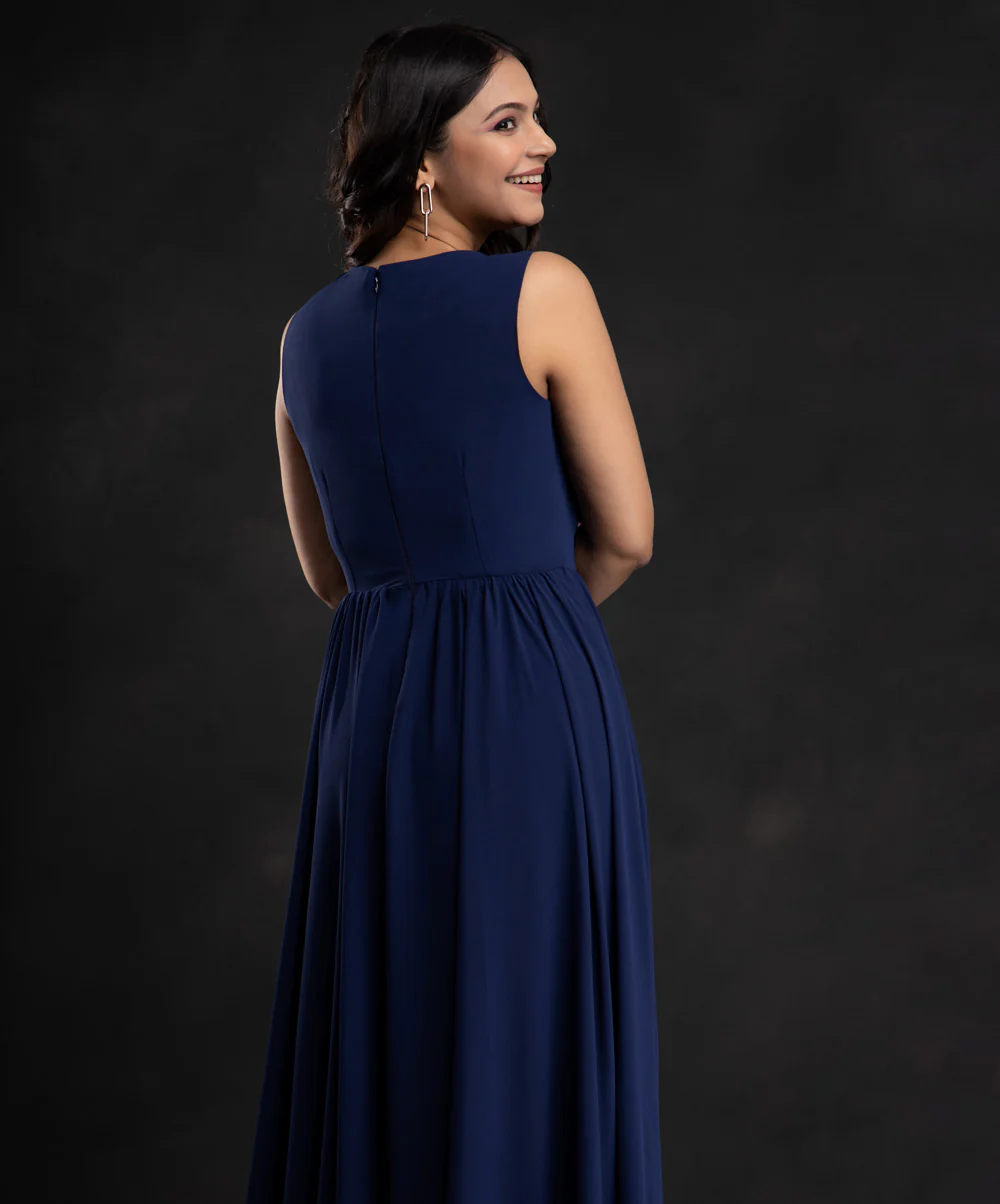 Navy Blue Bustier Chiffon Maxi - Image 2