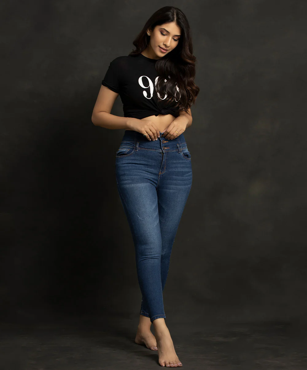 New Fabric High Waist Blue Jean