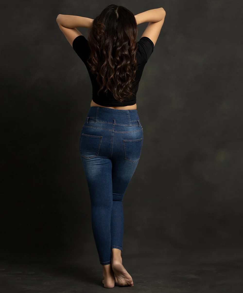 New Fabric High Waist Blue Jean - Image 2