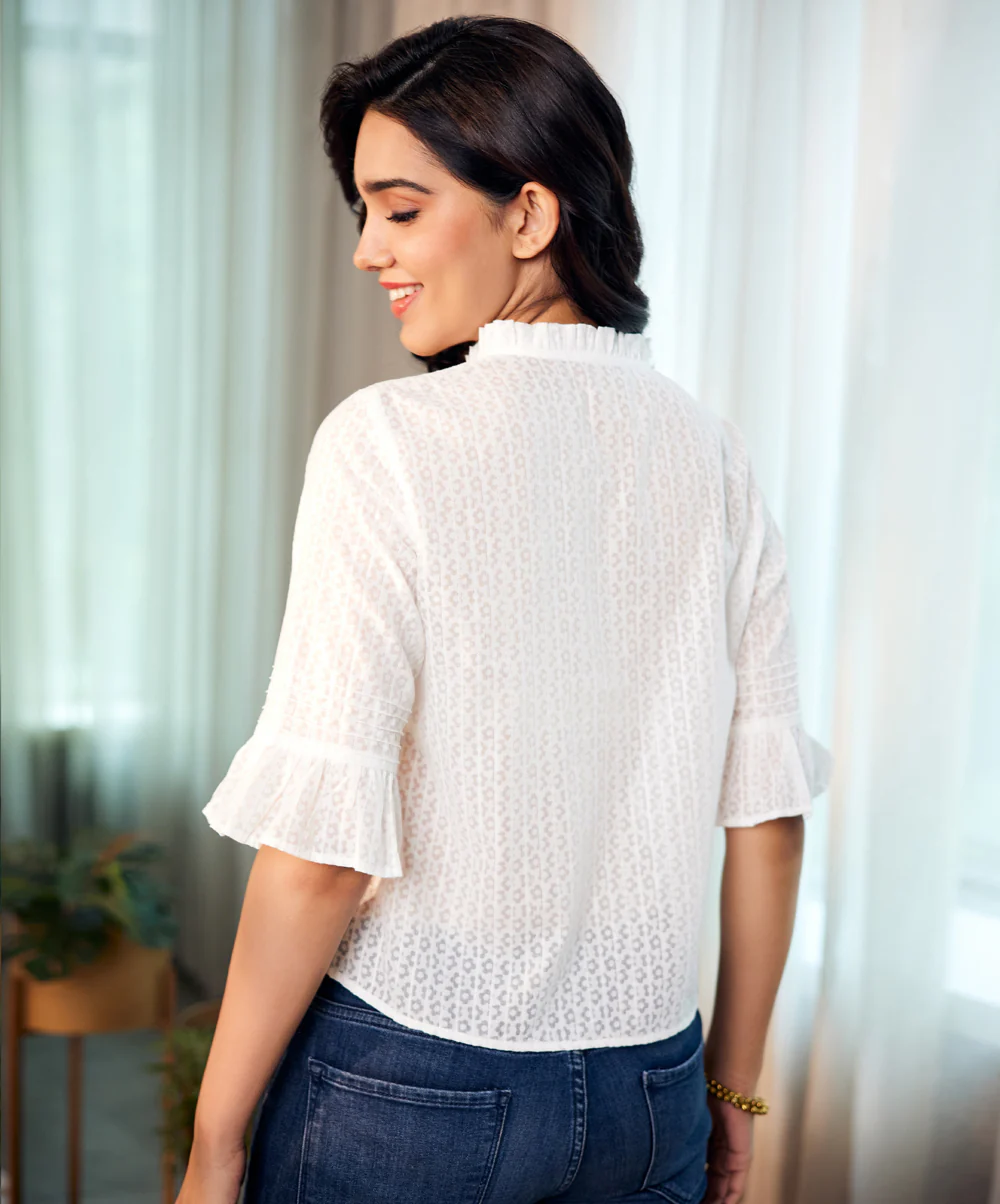 Off Duty Calm Floral Cotton Top - Image 3