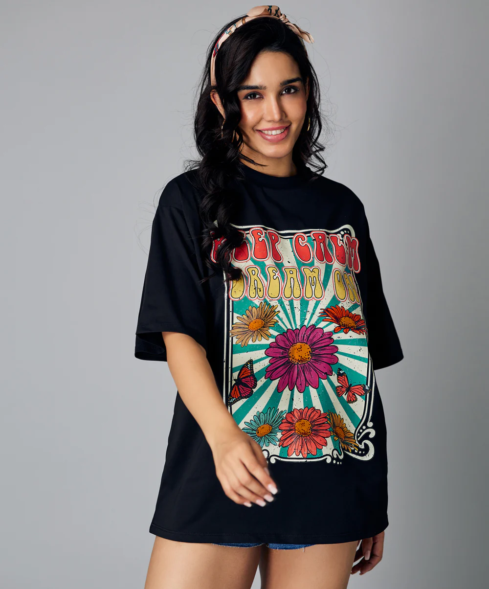 Oversize Black Keep Calm Tshirt - Image 3