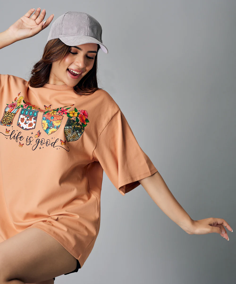 Oversize Brown Life Is Good Tshirt - Image 2
