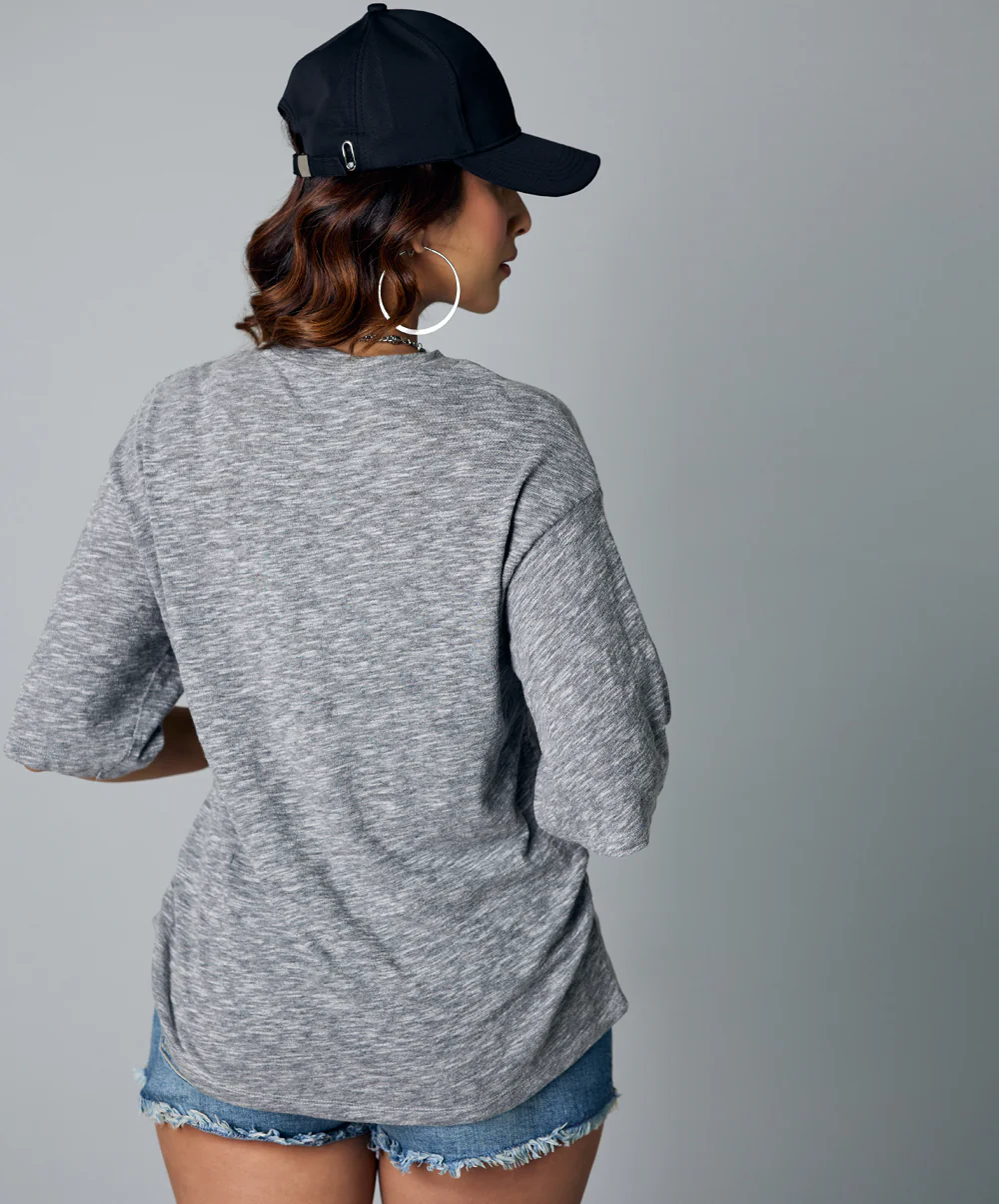 Oversize Dark Gray Marl Tshirt - Image 3