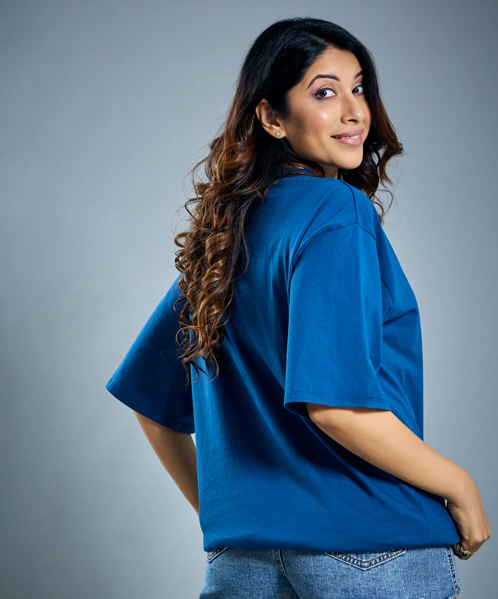 Oversize Dark Peacock Blue Tshirt - Image 2