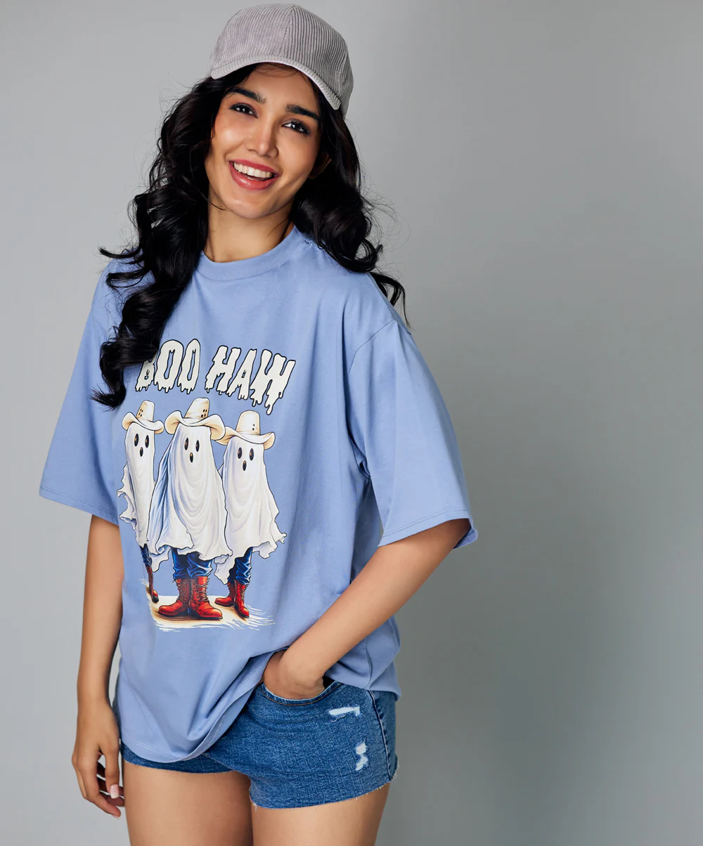 Oversize Light Blue Boo Haw Tshirt - Image 3